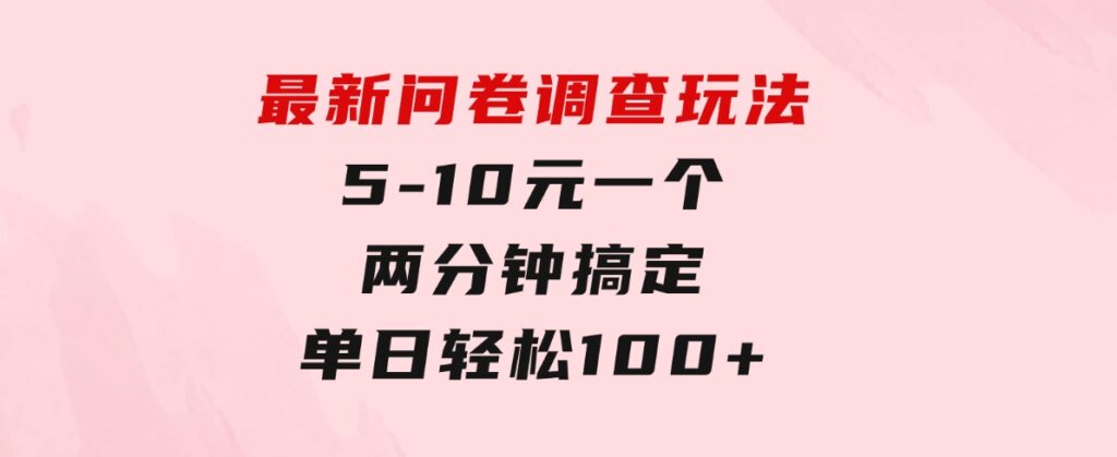 最新问卷调查玩法，5-10元一个，两分钟搞定，单日轻松100+-大源资源网