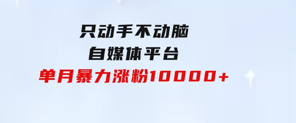 只动手不动脑，自媒体平台单月暴力涨粉10000+-大源资源网