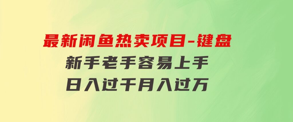 最新闲鱼热卖项目-键盘，新手老手容易上手，日入过千，月入过万-大源资源网