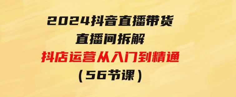 2024抖音直播带货-直播间拆解：抖店运营从入门到精通（56节课）-海南千川网络科技