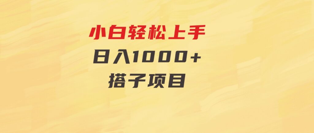 小白轻松上手，日入1000+，搭子项目-大源资源网