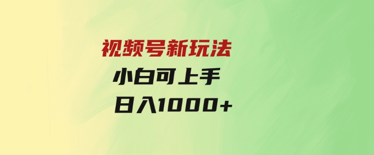 视频号新玩法 小白可上手 日入1000+-海南千川网络科技