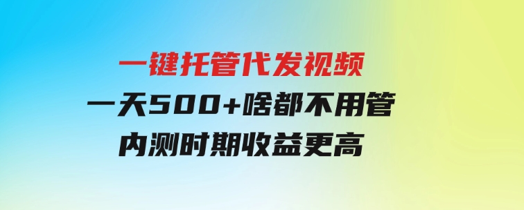 一键托管代发视频，一天500+啥都不用管，内测时期收益更高-大源资源网