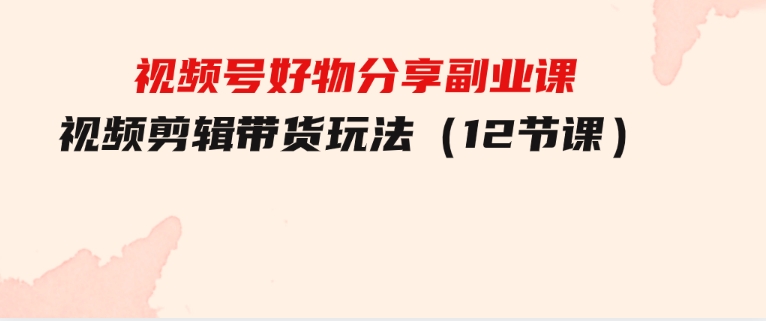 视频号好物分享副业课，视频剪辑带货玩法（12节课）-大源资源网