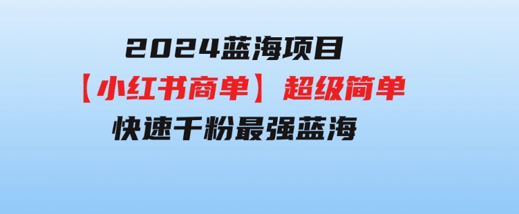 2024蓝海项目【小红书商单】超级简单，快速千粉，最强蓝海，百分百赚钱-大源资源网