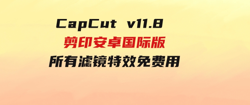 CapCut v11.8 剪印安卓国际版、所有滤镜特效免费用-大源资源网