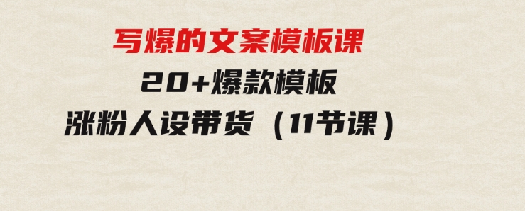 写爆的文案模板课，20+爆款模板 涨粉人设带货（11节课）-大源资源网