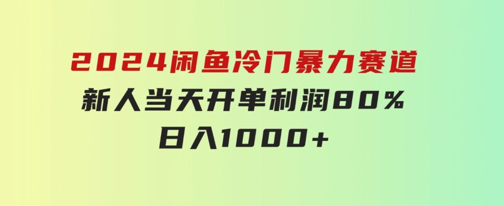 2024闲鱼冷门暴力赛道，新人当天开单，利润80%，日入1000+-大源资源网