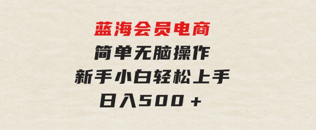 蓝海会员电商 简单无脑操作 新手小白轻松上手日入500＋-大源资源网