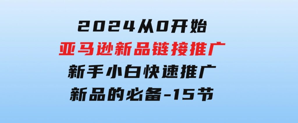 2024从0开始亚马逊新品链接推广，新手小白快速推广新品的必备-15节-大源资源网