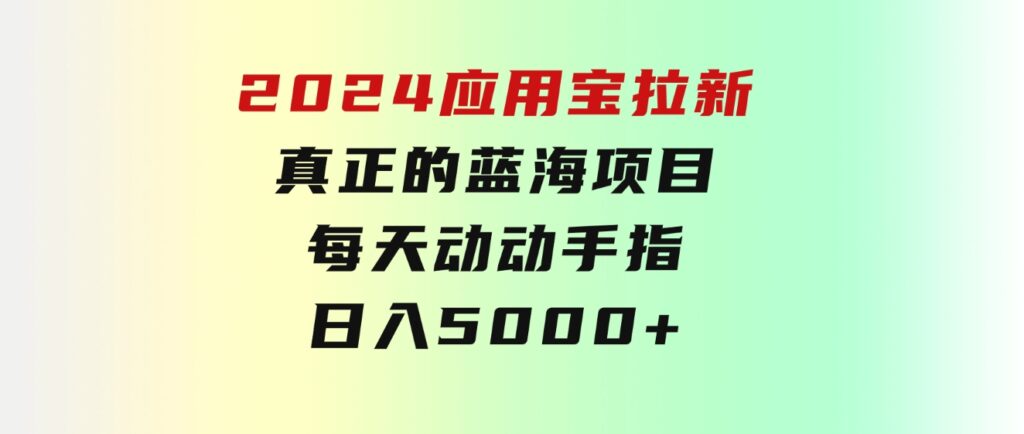 2024应用宝拉新，真正的蓝海项目，每天动动手指，日入5000+-大源资源网