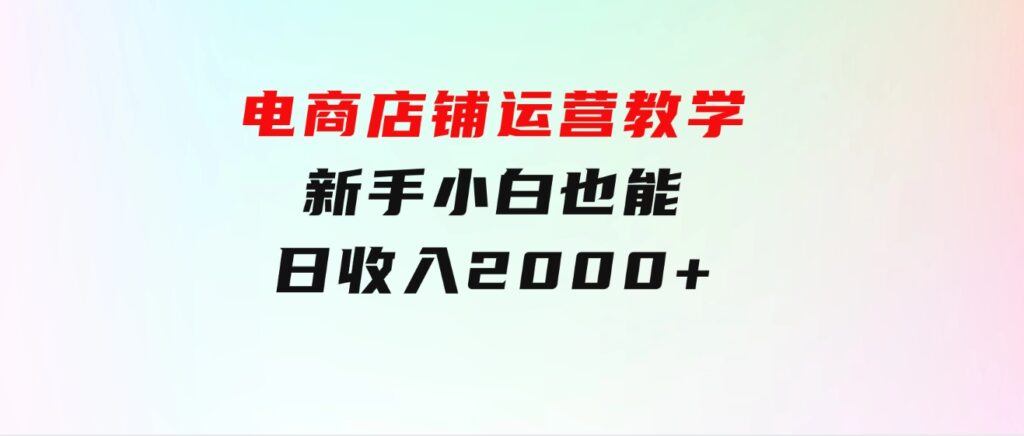 电商店铺运营教学，新手小白也能日收入2000+，电商老板不愿意告诉你的机密-大源资源网