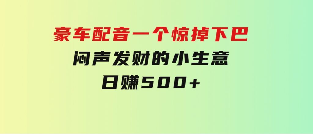 豪车配音，一个惊掉下巴，闷声发财的小生意，日赚500+-大源资源网