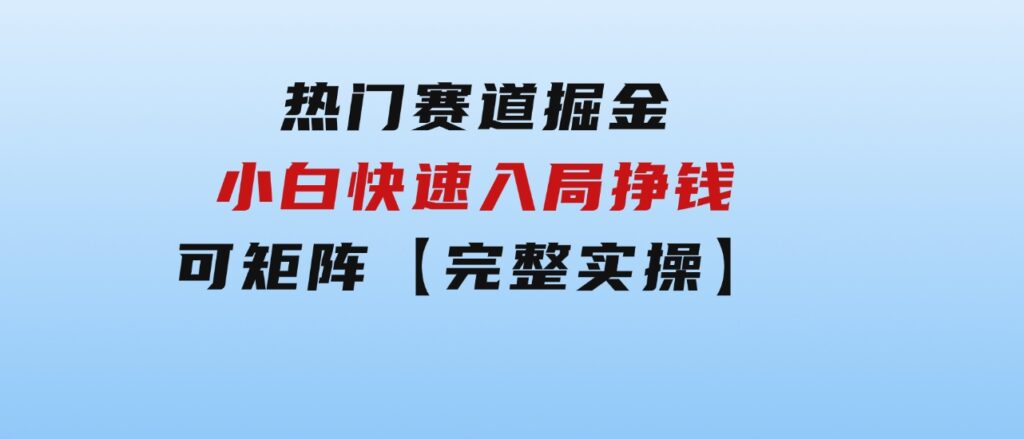 热门赛道掘金_小白快速入局挣钱，可矩阵【完整实操】-大源资源网