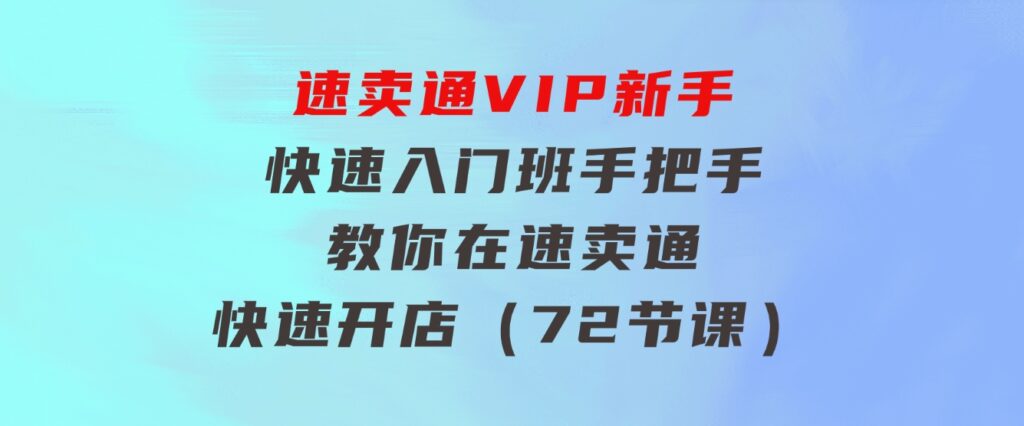 速卖通-VIP新手快速入门班，手把手教你在速卖通快速开店（72节课）-大源资源网