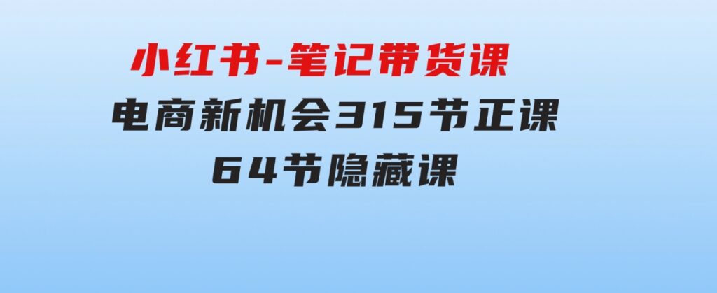 小红书-笔记带货课【6月更新】流量 电商新机会 315节正课+64节隐藏课-大源资源网