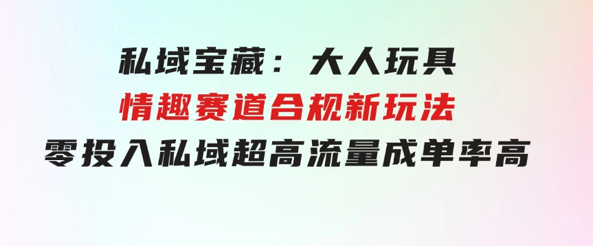 私域宝藏：大人玩具情趣赛道合规新玩法，零投入，私域超高流量成单率高-大源资源网