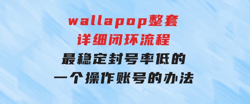 wallapop整套详细闭环流程：最稳定封号率低的一个操作账号的办法-大源资源网