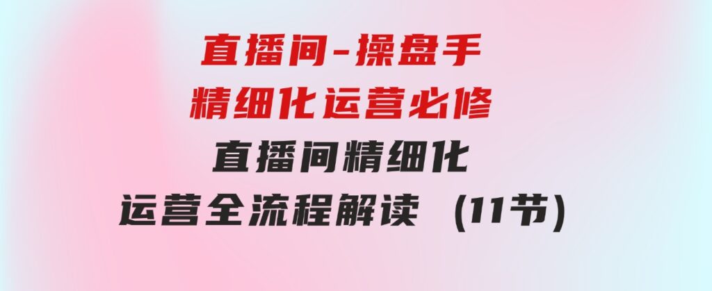 直播间-操盘手精细化运营必修，直播间精细化运营全流程解读 (11节)-大源资源网