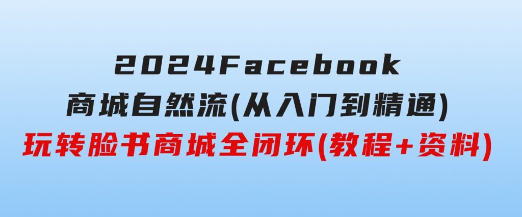 2024Faceboo 商城自然流(从入门到精通)，玩转脸书商城全闭环(教程+资料)-大源资源网