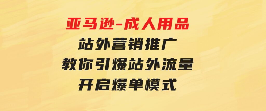 亚马逊-成人用品 站外营销推广 教你引爆站外流量，开启爆单模式-大源资源网