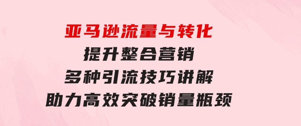 亚马逊流量与转化提升整合营销，多种引流技巧讲解助力高效突破销量瓶颈-大源资源网