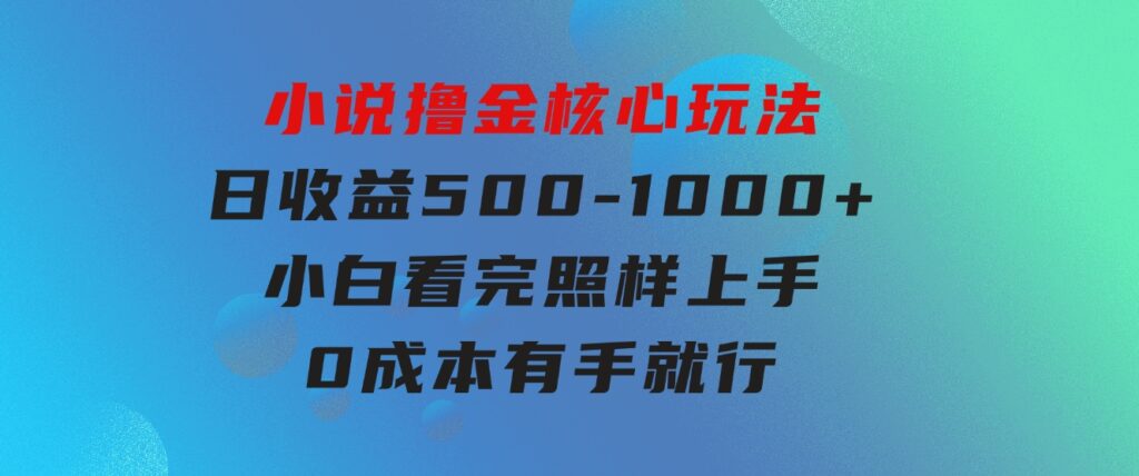 小说撸金核心玩法，日收益500-1000+，小白看完照样上手，0成本有手就行-大源资源网