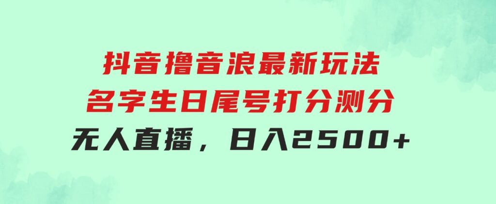 抖音撸音浪最新玩法，名字生日尾号打分测分无人直播，日入2500+-大源资源网