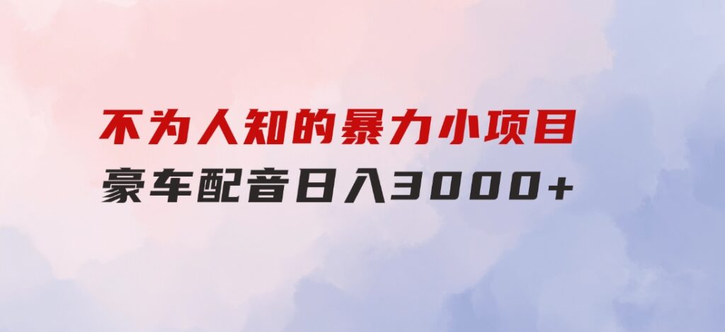 不为人知的暴力小项目，豪车配音，日入3000+-大源资源网