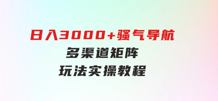 日入3000+ 骚气导航，多渠道矩阵玩法，实操教程-大源资源网