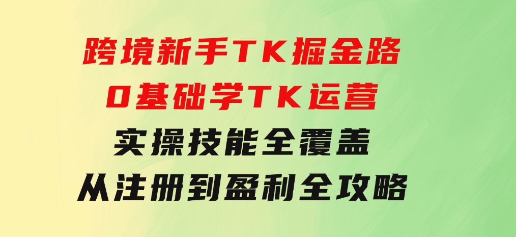 跨境新手TK掘金路：0基础学TK运营，实操技能全覆盖，从注册到盈利全攻略-大源资源网