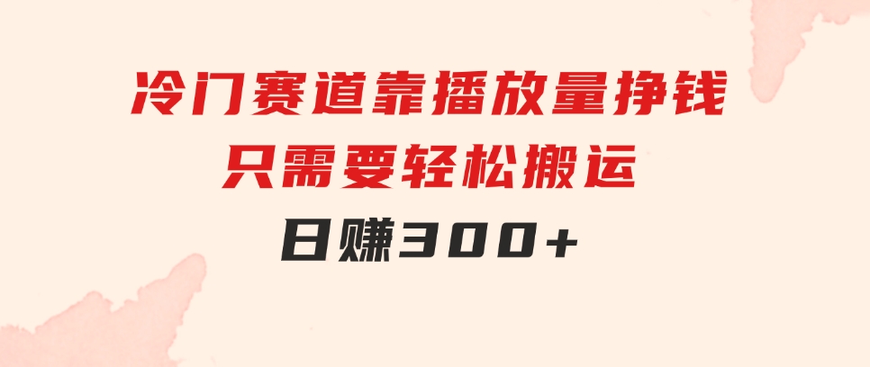 冷门赛道，靠播放量挣钱，只需要轻松搬运，日赚300+-大源资源网