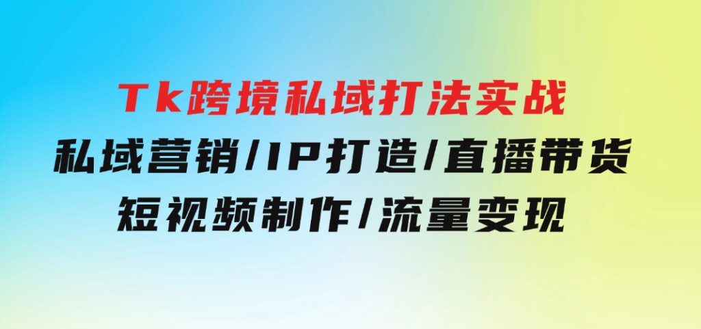 Tk跨境私域打法实战：私域营销/IP打造/直播带货/短视频制作/流量变现-大源资源网