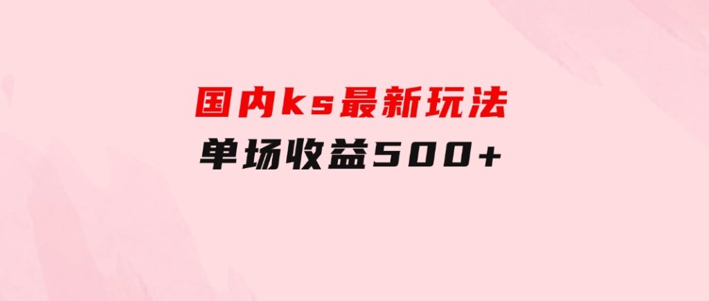 国内ks最新玩法 单场收益500+-大源资源网