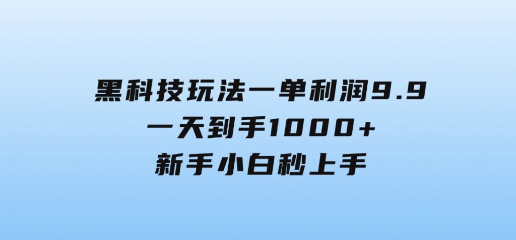 黑科技玩法，一单利润9.9,一天到手1000+，新手小白秒上手-大源资源网