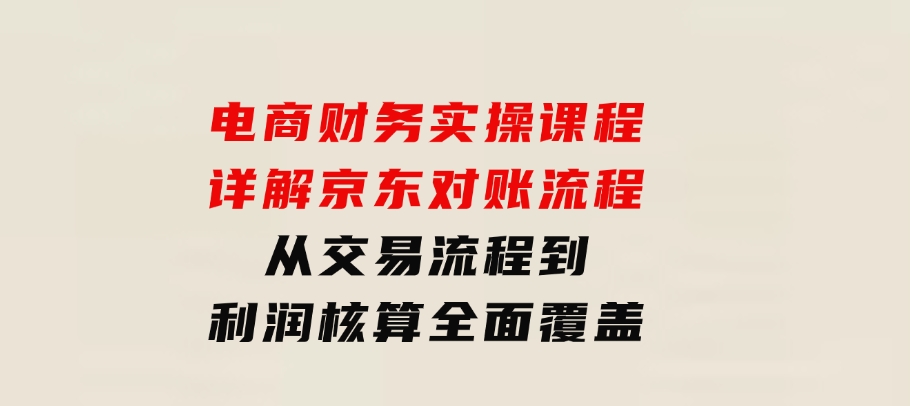 电商财务实操课程：详解京东对账流程，从交易流程到利润核算全面覆盖-大源资源网