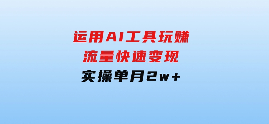 运用AI工具玩赚流量快速变现 实操单月2w+-大源资源网