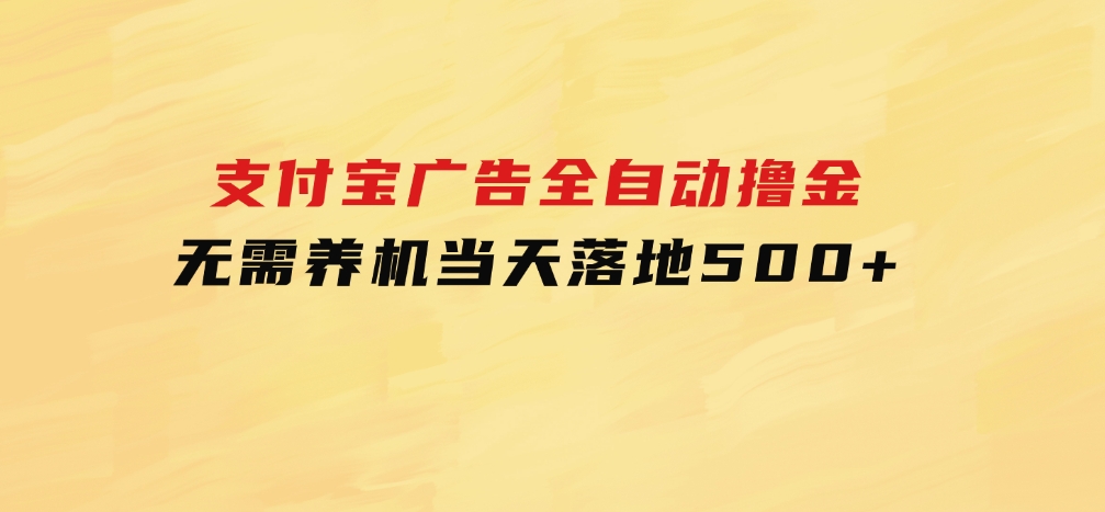 支付宝广告全自动撸金，无需养机，当天落地500+-大源资源网