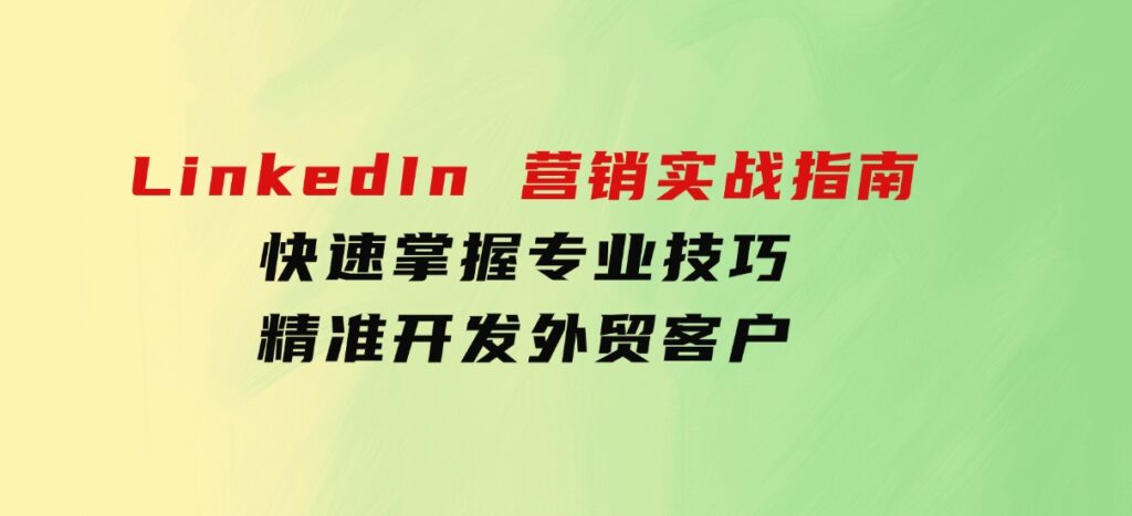 LinkedIn 营销实战指南：快速掌握专业技巧，精准开发外贸客户-大源资源网