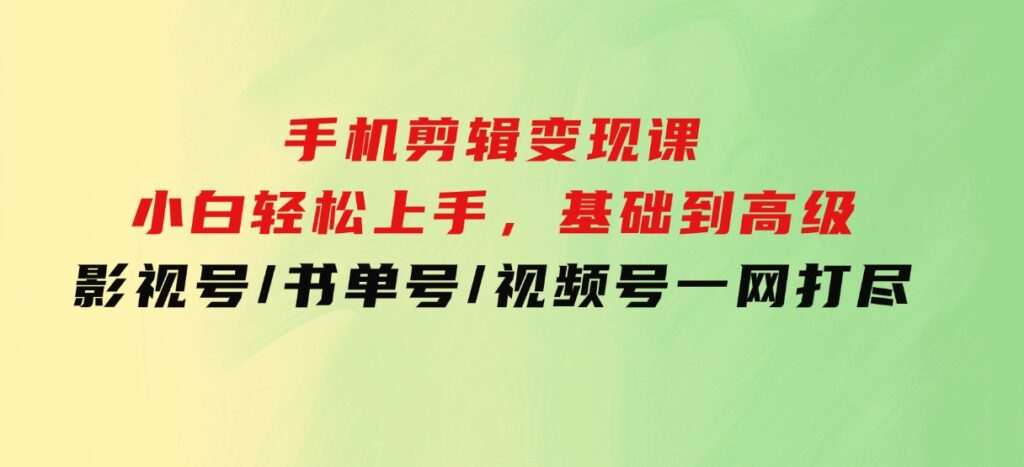 手机剪辑变现课：小白轻松上手，基础到高级 影视号/书单号/视频号一网打尽-大源资源网