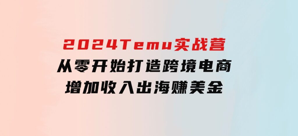 2024Temu实战营：从零开始打造跨境电商，增加收入，出海赚美金-大源资源网