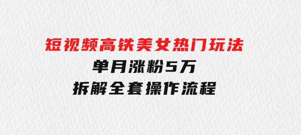 短视频高铁美女热门玩法，单月涨粉5万，拆解全套操作流程-大源资源网