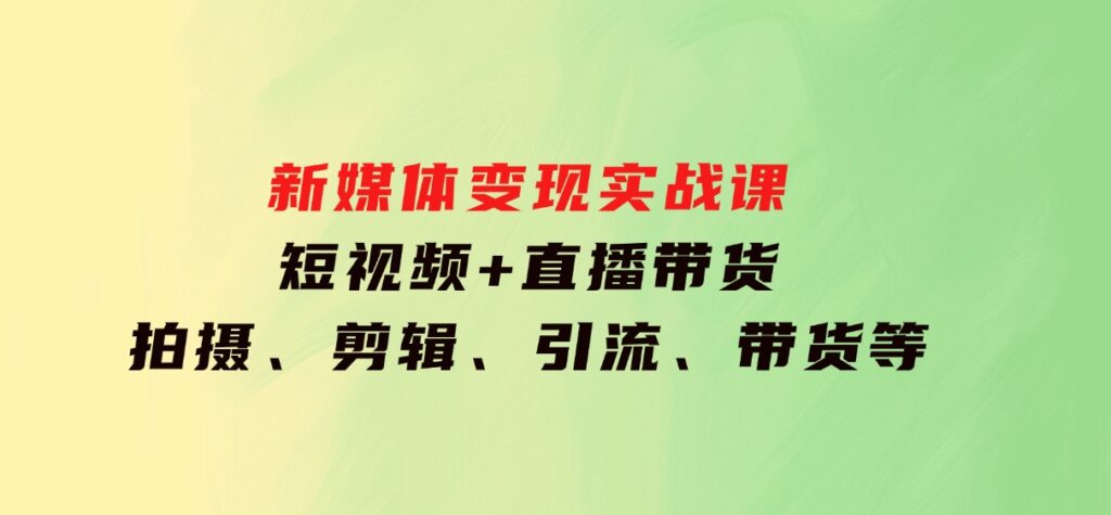 新媒体变现实战课：短视频+直播带货，拍摄、剪辑、引流、带货等-大源资源网